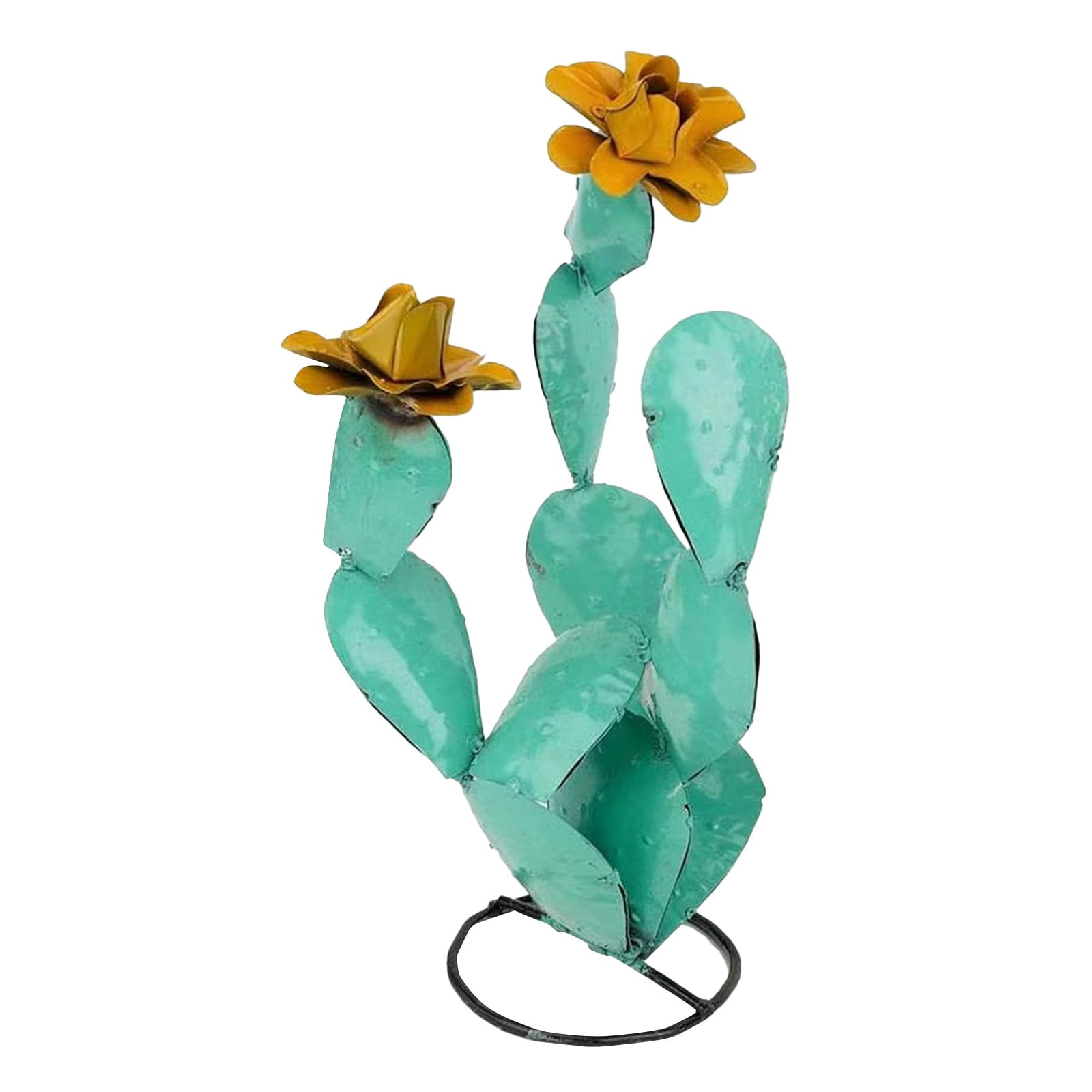Metal Cactus Outdoor Decor - Iron Cactus Yard Art Garden Statue, Rustic Artificial Cactus Sculpture for Patio, Lawn, Balcony, Backyard Decor, Weather Resistant Metal