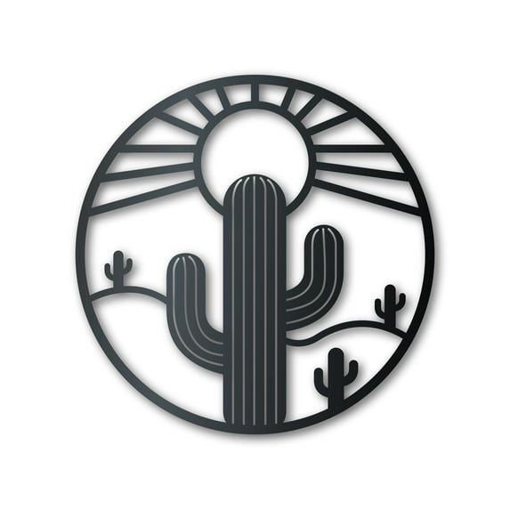 Metal Cactus Sun Wall Art 36