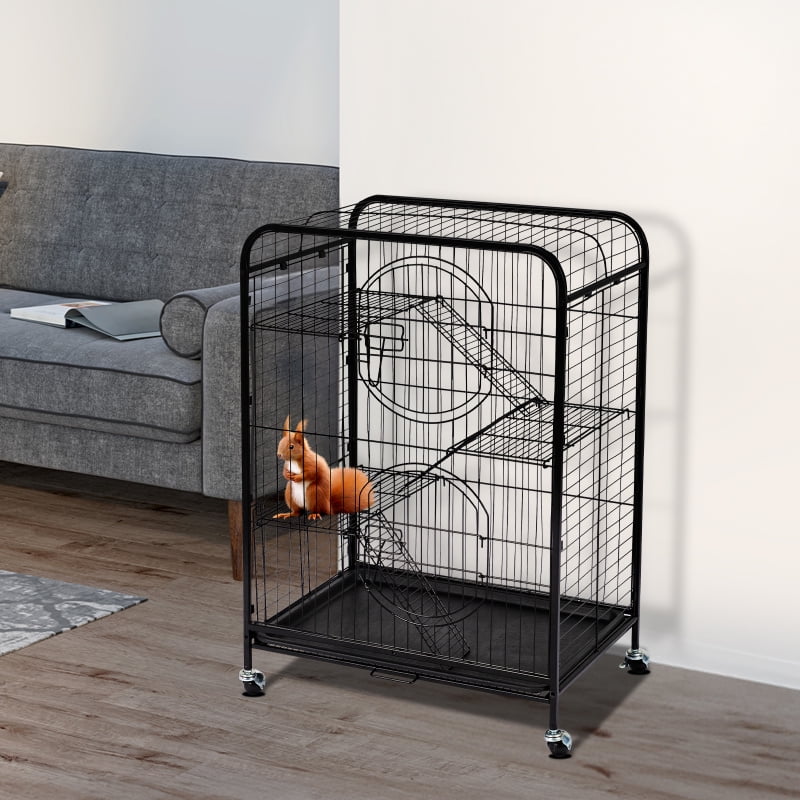 Metal Cage, Small Animals Hutch with Ramps and Feeders and Wheels ...