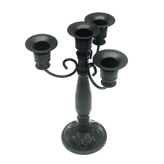 Metal Candelabra Vintage Baroques 4 Arms Candlestick Holder for Candlelight Dinner and Table Centerpieces Decoration