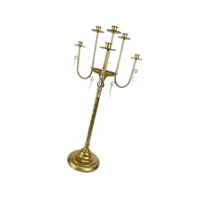 Metal Candelabra with Crystal Pendants Detail Banquets Table Candle Holders