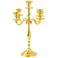 thumbnail image 1 of Metal Candelbra & Candelabrum | Brass Plated Finish Retro Classic Candlestick Holder | Perfect for Candlelight Dinner and Table Centerpeice Decoration | Luxurious Elegant Themed Home (Medium), 1 of 4