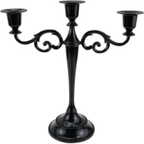 Metal Candle Holder,3/5 Arms Pure Black Candle Holders for Pillar Candles(10.6 inch Tall Candlestick Holders, for 1/2-1 inch Taper Candles Diameter Each),Candelabra Decoration