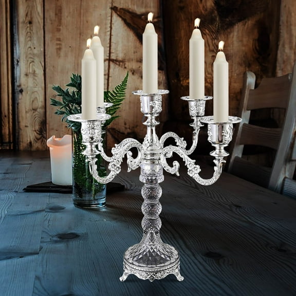 Metal Candle Holder | European Style Vintage Electroplated Candlestick | Romantic Wedding Decor | Candlelight Dinner Table Ornament | 1 Piece Display Prop
