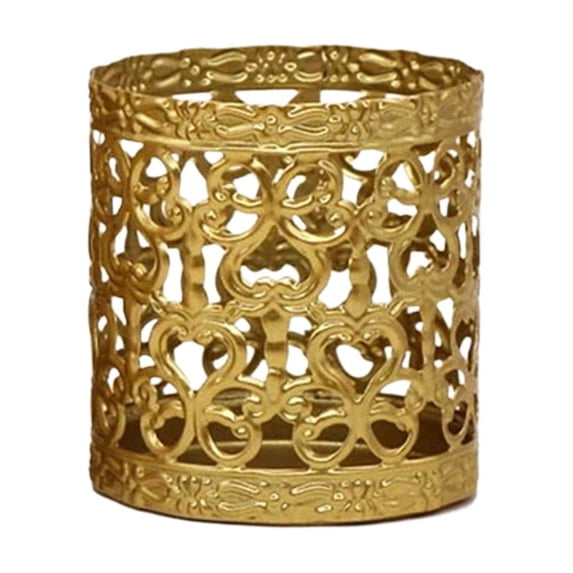 Metal Candle Holder Iron Hollow Out Round Elegant Decorative for Home Hotel Fireplace Wedding and Party