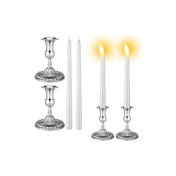 Metal Candle Holder Set, Gold and Silver Candlestick, Elegant Table Decorations, Long-Lasting Iron Candle Stand, Great for Weddings, Dinner Parties, and Home Decor