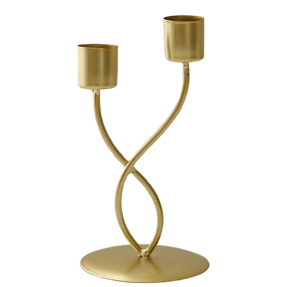 Metal Candle Holders – 2 Arm Candlestick Holder for Theme Table Centerpiece Decoration, Candle Stand for Birthday, Holiday, Christmas, Thanksgiving, Wedding, Home, Desktop Table Decor(Gold)