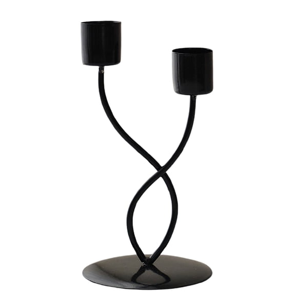 Metal Candle Holders – 2 Arm Candlestick Holder for Theme Table Centerpiece Decoration, Candle Stand for Birthday, Holiday, Christmas, Thanksgiving, Wedding, Home, Desktop Table Decor(Black)