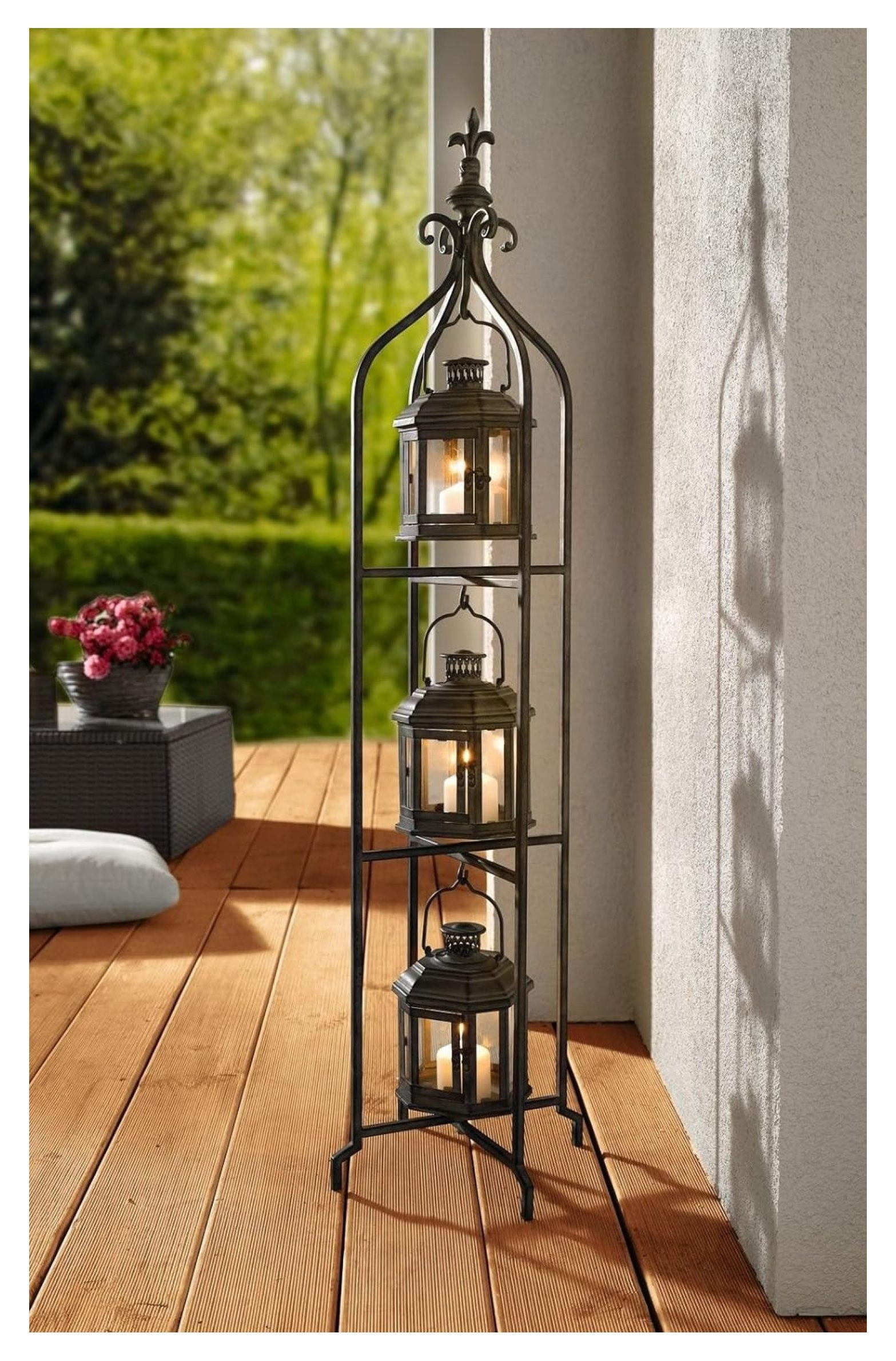 Metal Candle Lanterns with Stand - Three-tier Lantern Stand for Yard Product SKU: CL221880