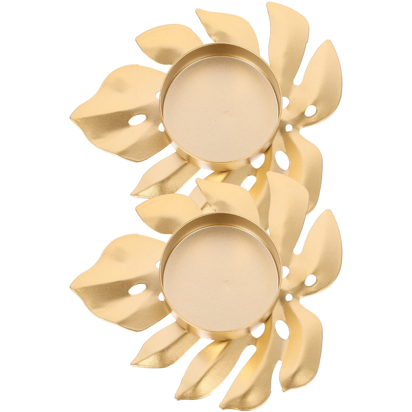 Metal Candle Stand Taper Leaf Candlestick Gold Pillar Holder Holders