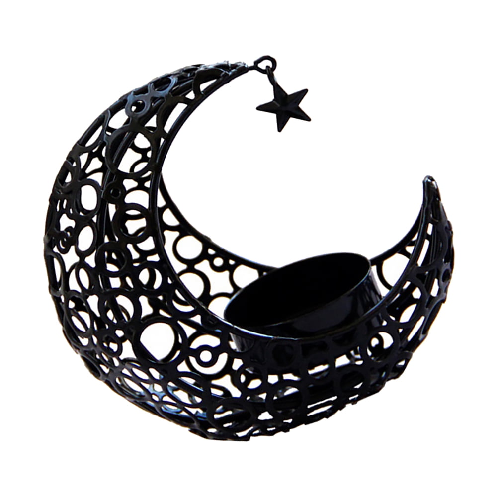 Metal Candleholder Ornament Romantic Hollowout Moon Candle Holder