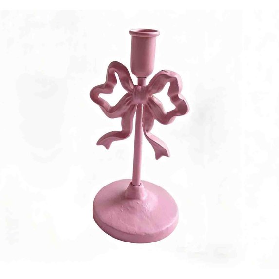 Metal Candlestick French Bow Design Vintage Iron Decor for Romantic Table Centerpiece Home Holiday Decoration