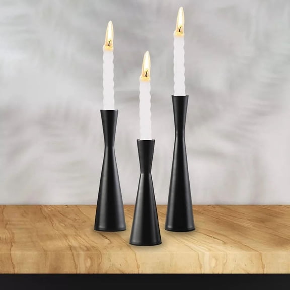 Metal Candlestick Holders Set - 3-Piece Wrought Iron Taper Candle Stands for Dining Table, Wedding Centerpieces, Party & Home Decor, Fits Standard 0.75 Inch Diameter Candles