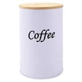 thumbnail image 1 of Metal Canister for Kitchen Counter,Airtight Food Canister for Coffee Tea Sugar,Heavy Duty Metal Food Storage Containers Jars for Farmhouse Bar Coffee Jar Organization & Decor(5.5x3.7")(White-Coffee), 1 of 8