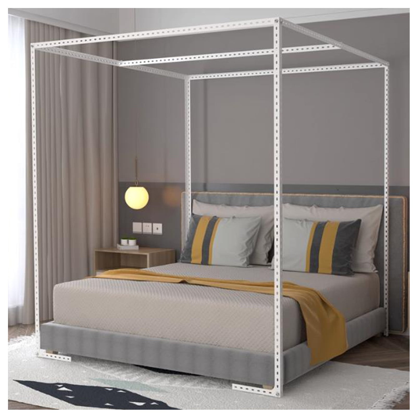 Metal Canopy Bed Frame, Mosquito Net Bed Frame Curtain Brackets, Easy to Install for Bedroom Decoration