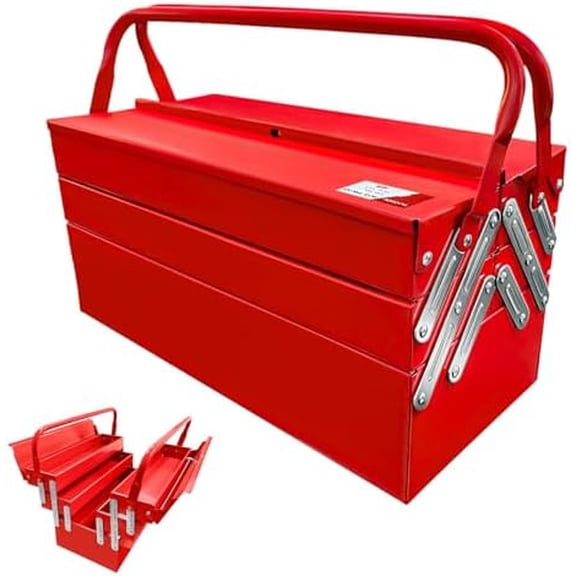 Metal Cantilever Tool Box 18 Inch, 3 Layers 5 Tray Portable Fold Out Tool Box Organizer Storage for Home Studio Auto Repair Factory 18" * 8 "* 8"$$Tools