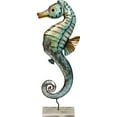thumbnail image 1 of Metal & Capiz Shells Decor, Rustic Seahorse on Stand 7x18" - Nautical Capiz Art Decoration, 1 of 1