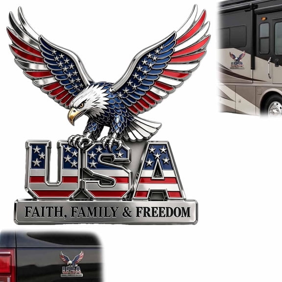Metal Car Emblem American Flag Eagle for Truck SUV RV Motorcycle1pcs