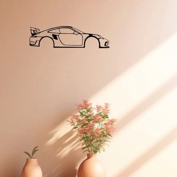 Metal Car Line Art Wall Decor, Clean Automotive Design for Indoor Display