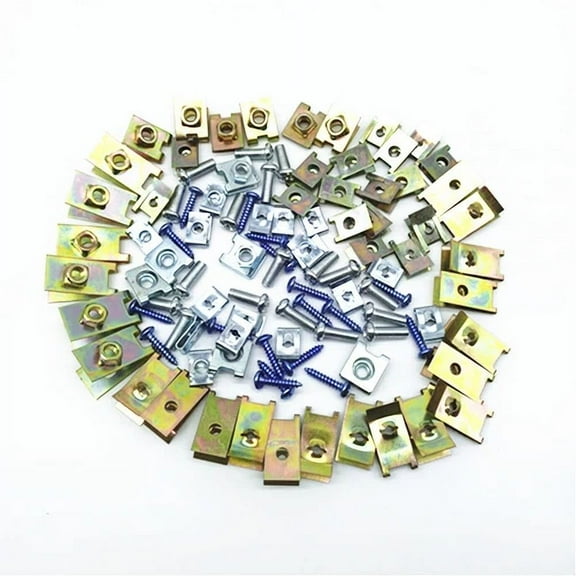 Metal Car Screw Body Fender Bumper Retainer U Nut Clips Panel Fastener Kit 100Pc