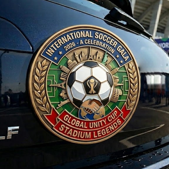 Metal Car Sticker, Football Theme Emblem for Vehicle and Motorcycle, Waterproof Sunproof Adhesive Decal for Fans