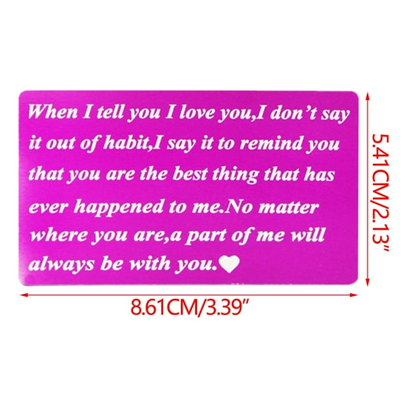 Metal Card Insert for Him Her from Wife Girlfriend Husband - Valentines Gifts for Fiance Appreciation Gifts Wedding Christmas Valentines Day Thanksgiving - Love Note Wallet Insert Cards for Lovers