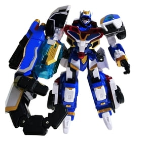 Metal Cardbot Blue Cop S Transformation Robotbot Toy 7.9" x 3.6" x 10.3" [Parallel imports]