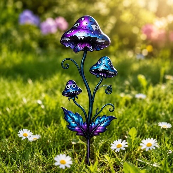 Metal Carnivorous Plant Garden Stake, 11.8 Inch Vintage Flower Plant Sculpture Rustic Plant Ground Plug Ornament for Halloween Decorations Outdoor Walkways Patios Lawn