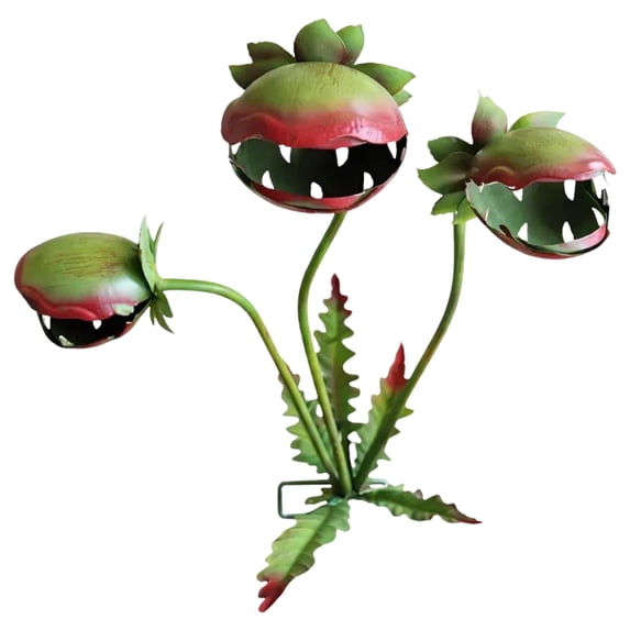 Metal Carnivorous Plant Garden Stake, Outdoor Yard Lawn Decoration, Spiky Venus Flytrap Garden Art, Halloween Garden Ornament, Creepy Plant Lawn Decor(30cm)