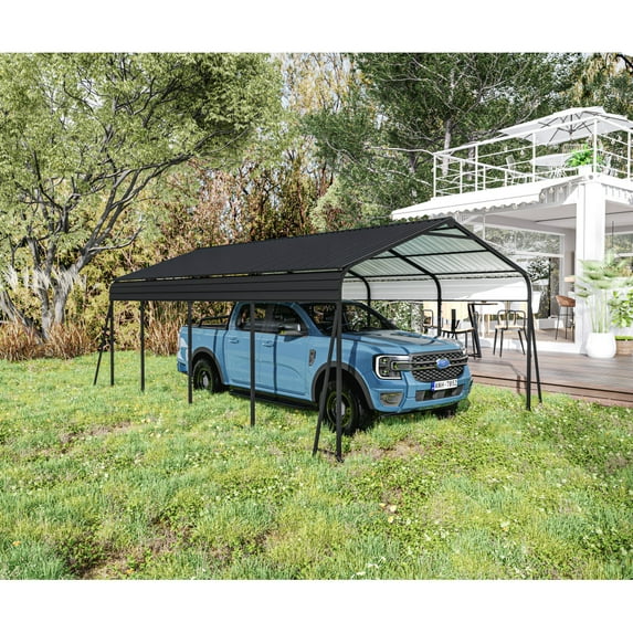 Metal Carport 12x20: A Multi-Purpose Garage Solution for Vehicles, Featuring a Heavy-Duty Galvanized Steel Canopy with Durable Roof and Frame Structure