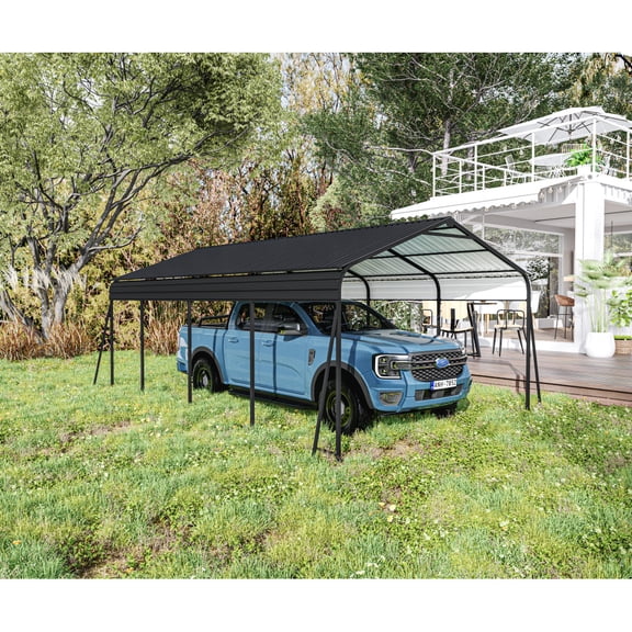 Metal Carport 12x20: A Multi-Purpose Garage Solution for Vehicles, Featuring a Heavy-Duty Galvanized Steel Canopy with Durable Roof and Frame Structure