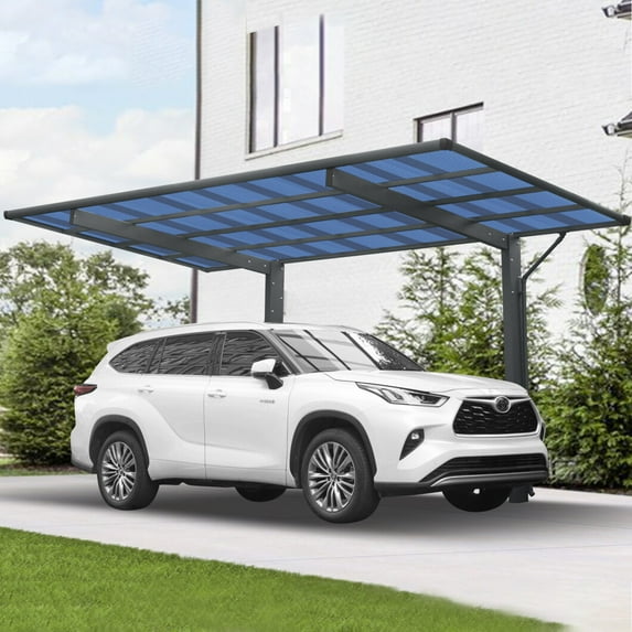 Metal Carport Heavy Duty Outdoor Carport with Galvanized Steel Roof &Aluminum Frame Outdoor Car Tent Metal Garage Shelter for Car, SUV, Truck and Boats, Large Single Side Carport