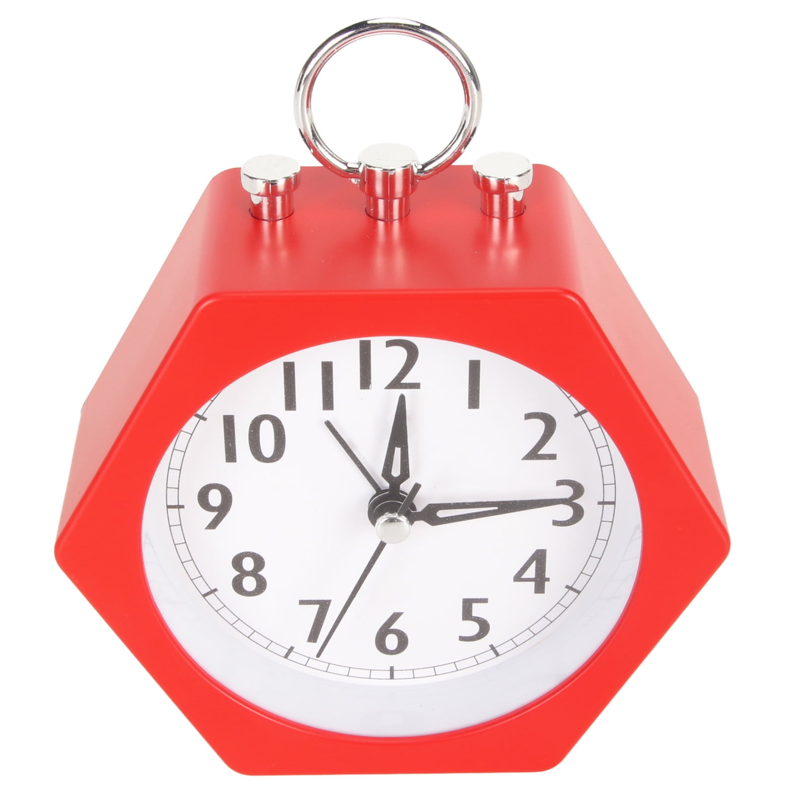 Metal Case Alarm Clock, Battery Operated Small Desk Clock Stable Silent