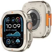 Metal Case Compatible with Apple Watch Ultra 2/Ultra 49mm with Back Cover, Rugged Protective Bumper Cover for iWatch 49mm Titanium
