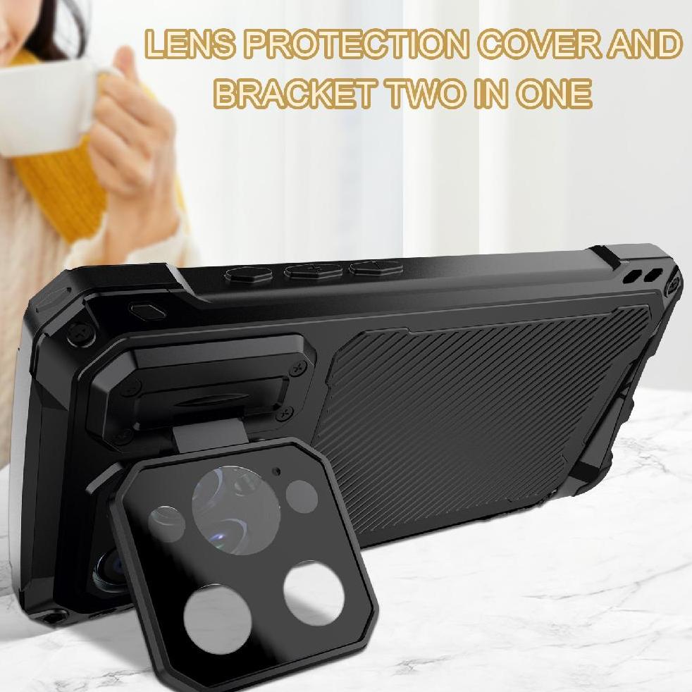 Metal Case For IPhone 15 Pro 10FT Military Grade Protection Magsafe Cover Camera Stand Built In