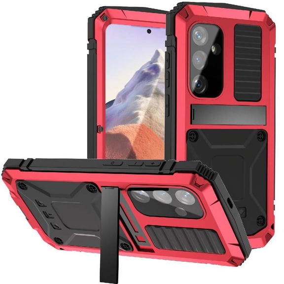 Metal Case for Samsung Galaxy S24 Glass Screen Protector Shockproofheavy 360 Full Body Protective Cover Withkickstand