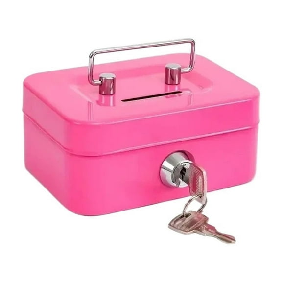 Metal Cash Box Mini Safe Lock Box Money Bank Metal Coin Bank Security Box Sturdy Cash Portable for Kids Coin Collection ,Easy to Operate