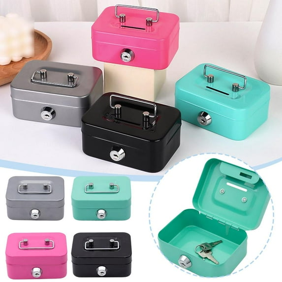 Metal Cash Box Money Bank Deposit Steel Tin Security Key Lockable NEW Safe