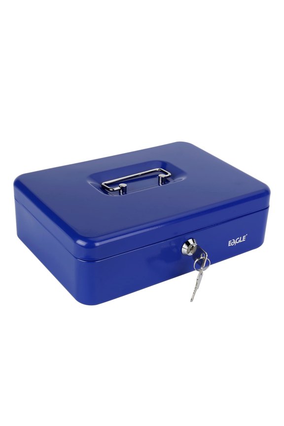 Metal Cash Box with Lock and 2 Keys, Portable Lockable Cash Box with Removable 5-Compartment Coin Tray for Office, Retail, Home and Events