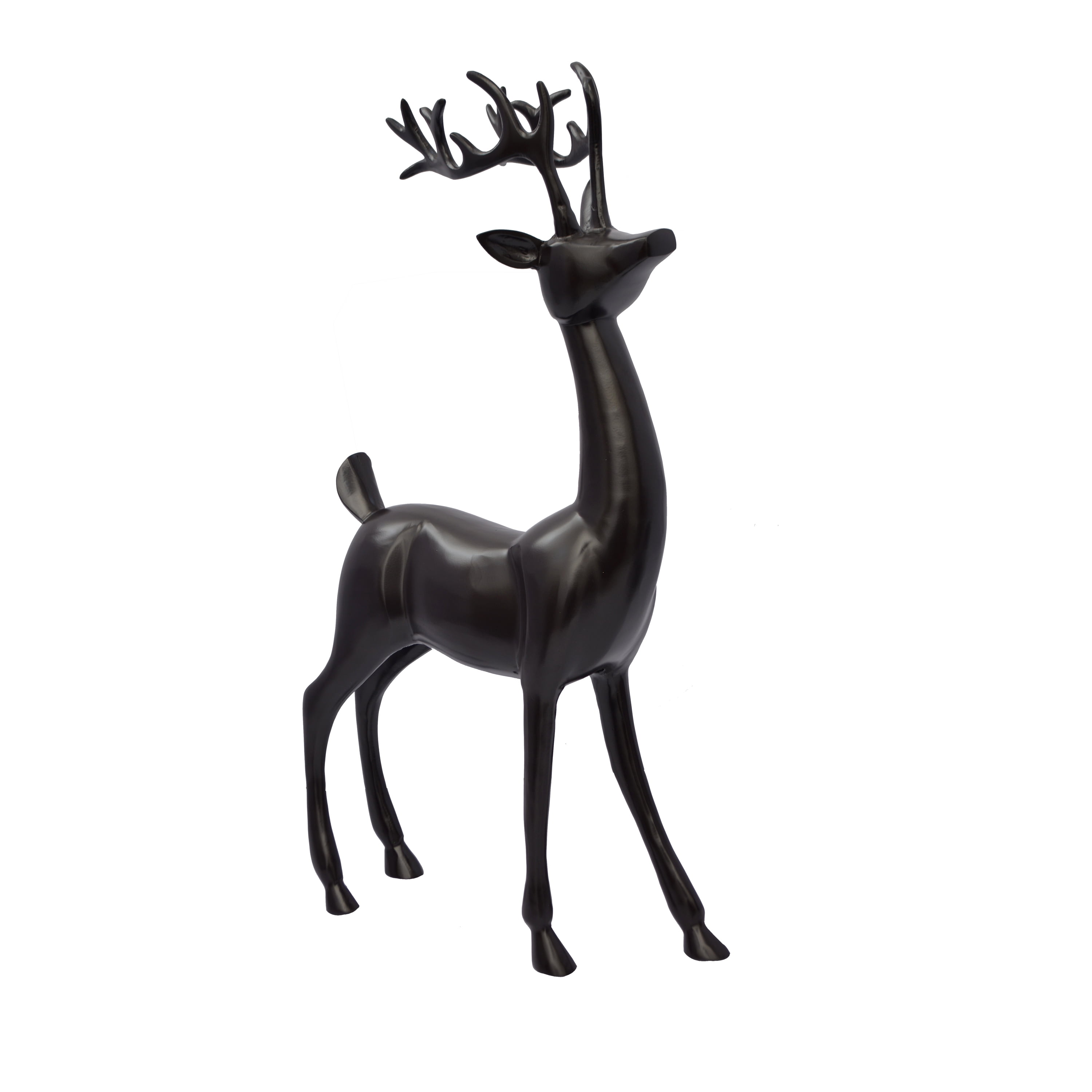 Metal Casted Reindeer Christmas Outdoor Décor in Black Finish, 30 inch ...