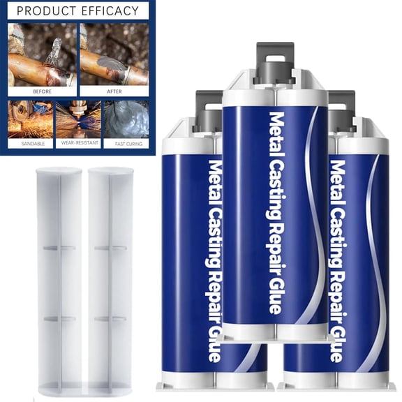 Metal Casting Repair Glue High-Strength Bond, Fast Curing & Heat Resistant, Waterproof Enhanced Casting Glues Adhesive, Fast Curing & Heat Resistant, for Plastic, Ceramic, Wood