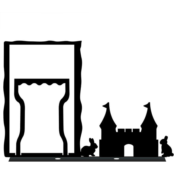 Metal Castle Rabbit Vertical Photo Frame Bunny Black Vintage 3 x 5 Horizontal Picture Frame Stand Organizer Modern Art for Desk Accessories Office Desktop Countertop Decorative Easter Black