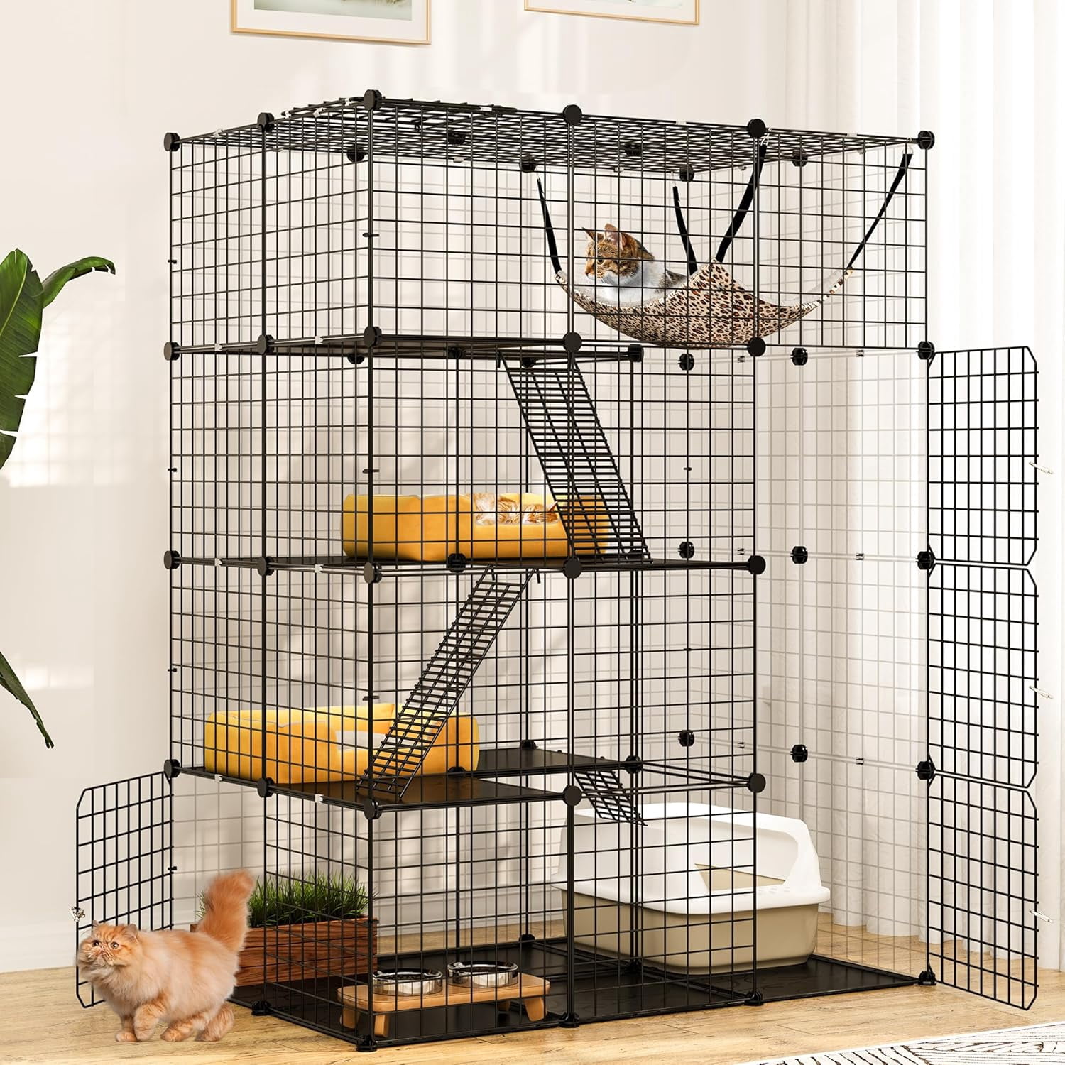 Fresh Look at Metal Cat Cage Indoor 3 Tiers DIY Kitten Enclosures Playpen