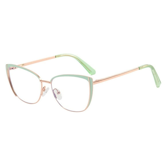 Metal Cat Eye Blue Light Blocking Sunglasses Flat Lens Stylish Travel Accessory Lightweight Durable Frame