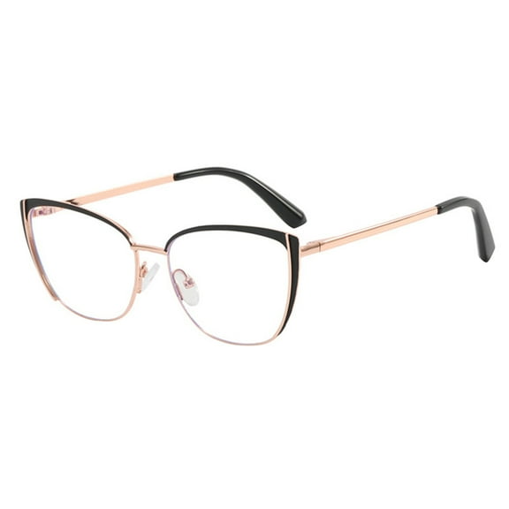 Metal Cat Eye Blue Light Blocking Sunglasses Flat Lens Stylish Travel Lightweight Durable Frame
