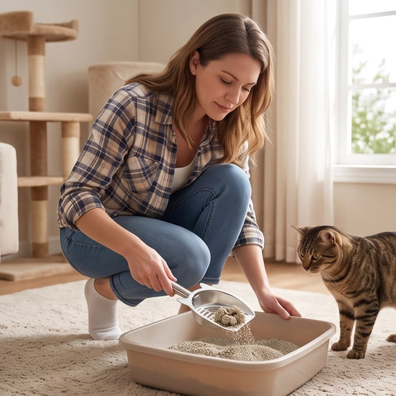 Healthy Design Frame Metal Cat Litter Scoop Stainless Steel Litter Sifter with Cat Ear ...