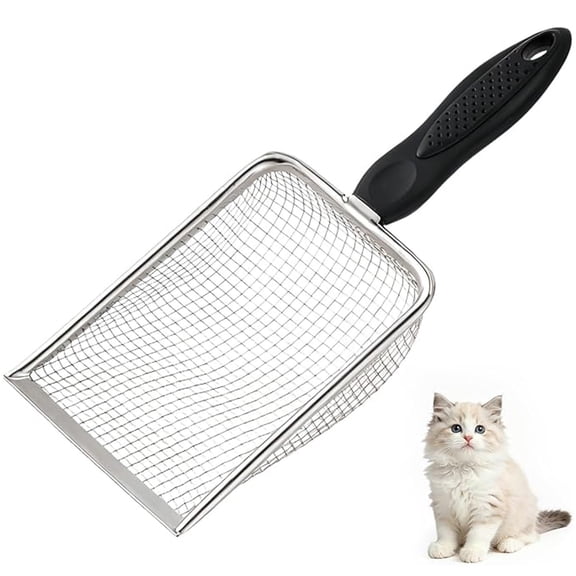 Metal Cat Litter Scoop with 3.8mm Mesh, Robust Stainless Steel Kitty Litter Scooper, Cat Poop Scooper