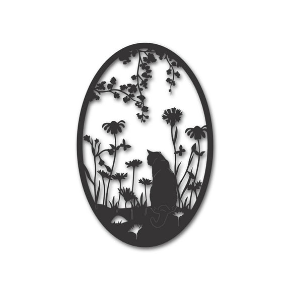 Metal Cat in the Garden Wall Art 36