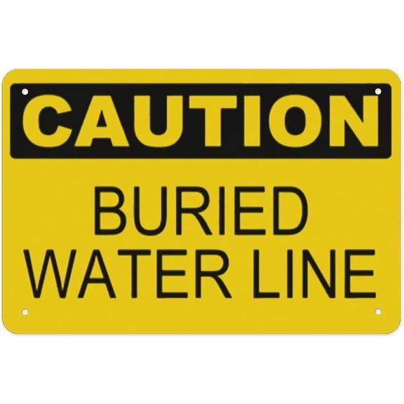 Metal Caution Buried Water Line Tin Sign 8x12 Inch Waterproof Fade-Resistant Outdoor Warning Plaque
