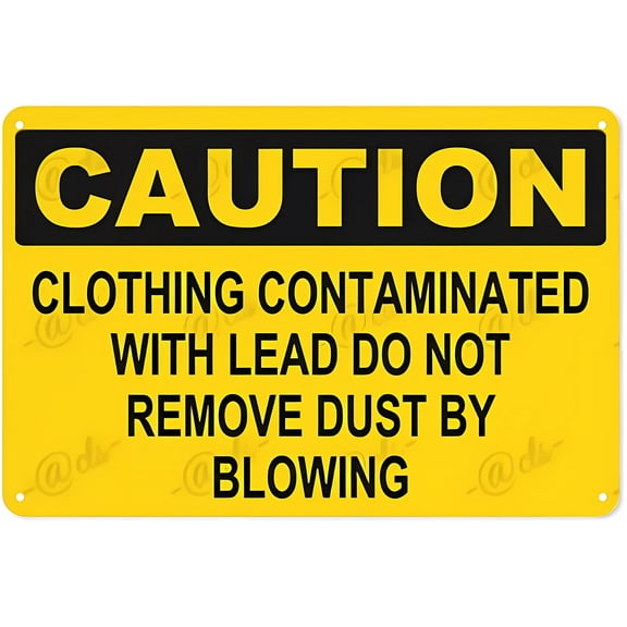 Metal Caution CLOTHING CONTAMINATED WITH LEAD Sign - 12×8 Inches, Office Enterprise Safety Equipment Warning Decor